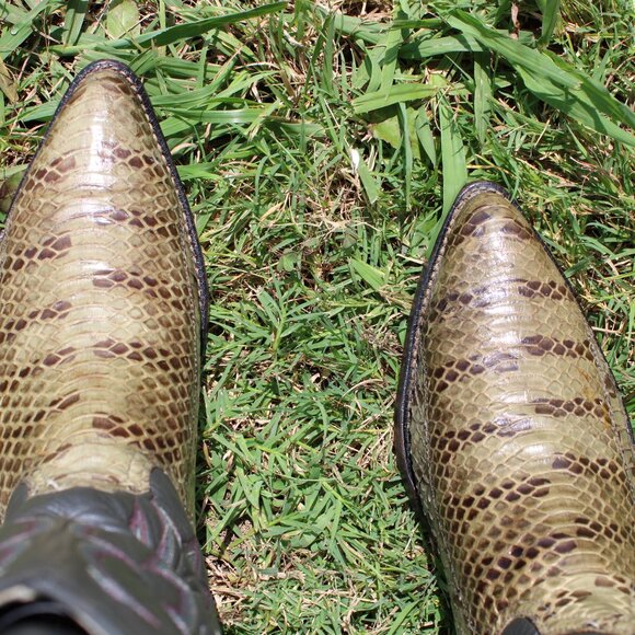 Tony Lama Tiger Snake Cowboy Boots | Size 10.5 D | Black Label - Picture 1 of 11